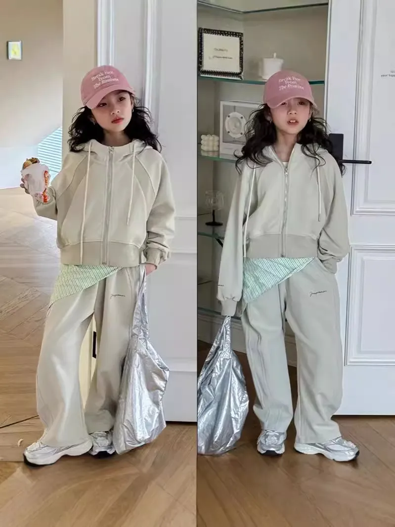 【120-170cm】二点セット 楽ちん おしゃれ カジュアル 着心地良い フード付き アウター+長ズボン セットアップ