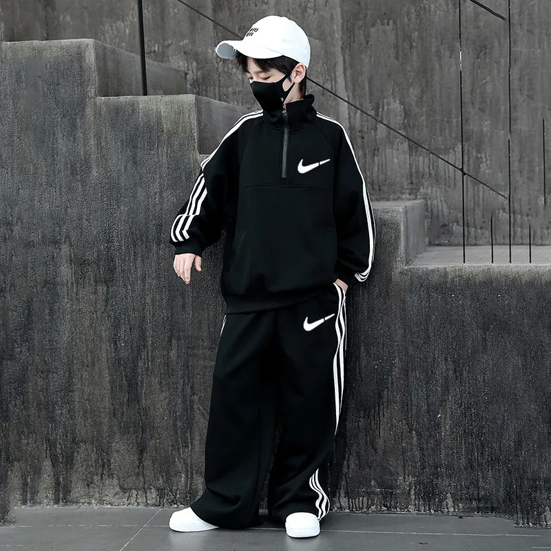 【120-170cm】大好評 カジュアル 合わせやすい トレンド カッコイイ トップス+長ズボン セットアップ