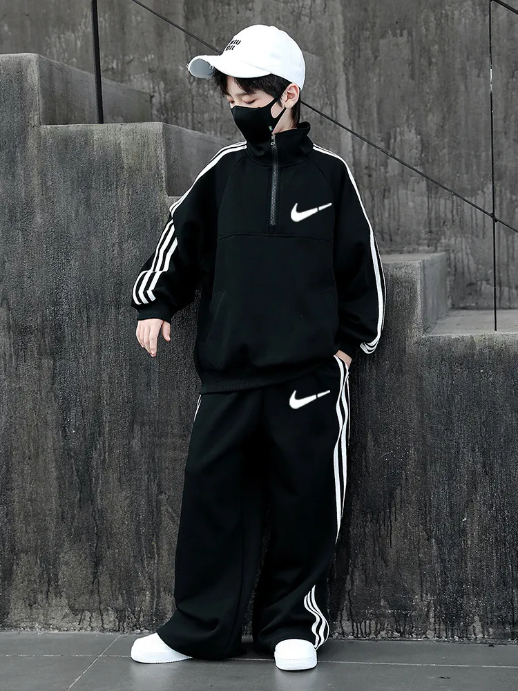 【120-170cm】大好評 カジュアル 合わせやすい トレンド カッコイイ トップス+長ズボン セットアップ