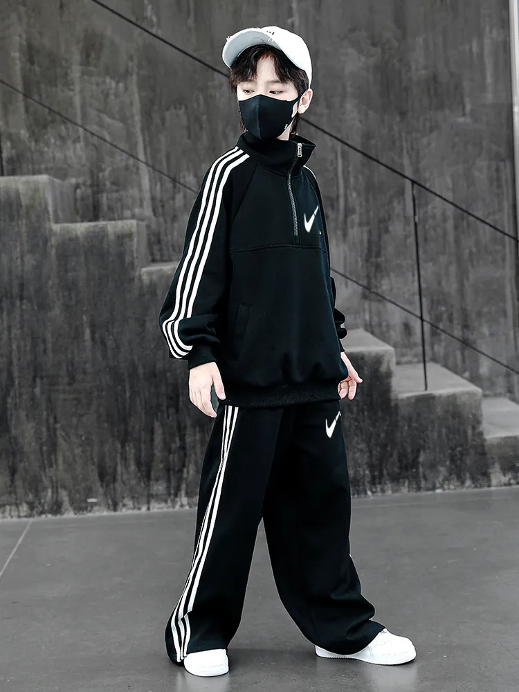 【120-170cm】大好評 カジュアル 合わせやすい トレンド カッコイイ トップス+長ズボン セットアップ