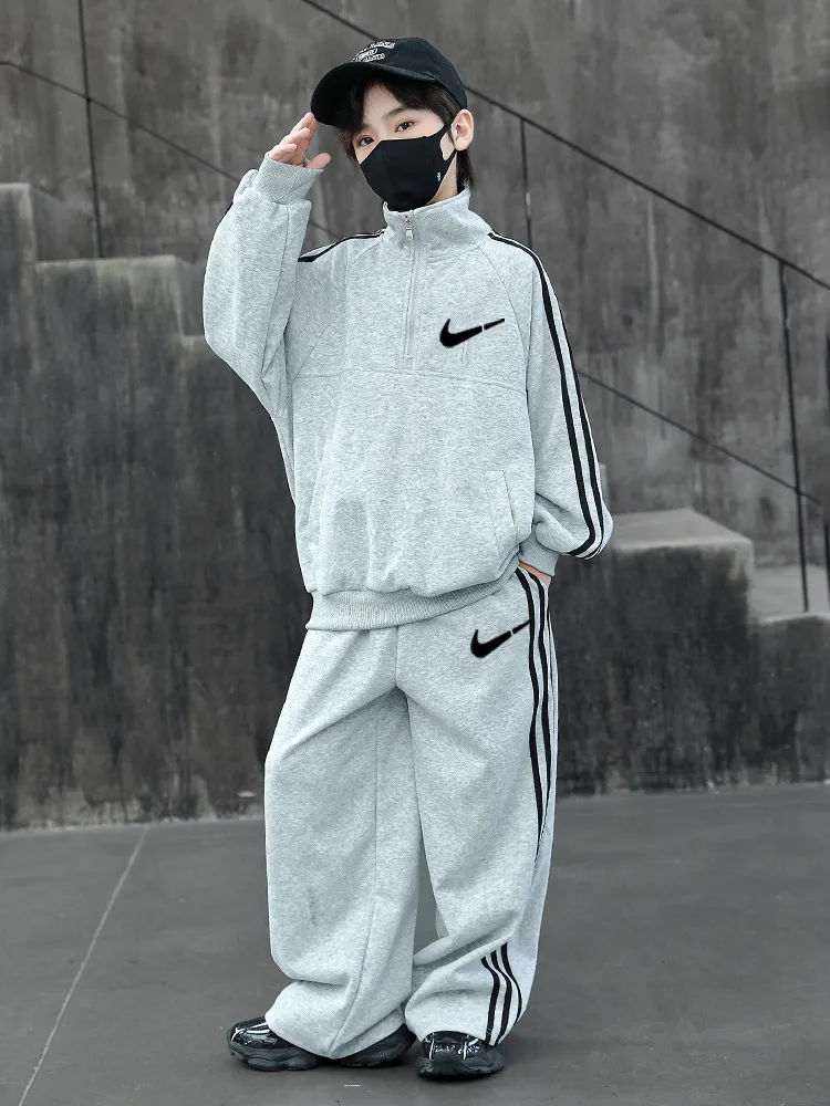 【120-170cm】大好評 カジュアル 合わせやすい トレンド カッコイイ トップス+長ズボン セットアップ