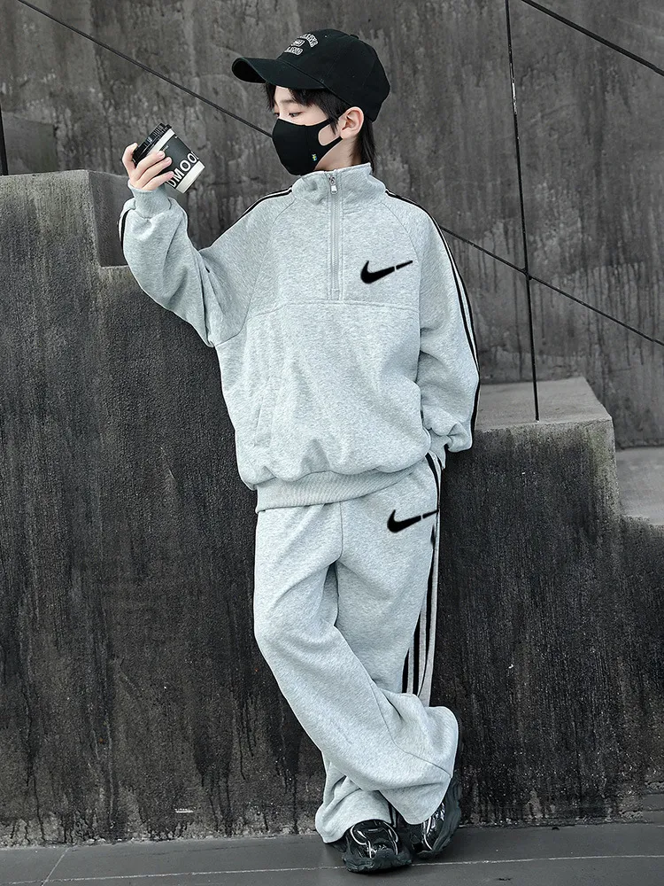 【120-170cm】大好評 カジュアル 合わせやすい トレンド カッコイイ トップス+長ズボン セットアップ