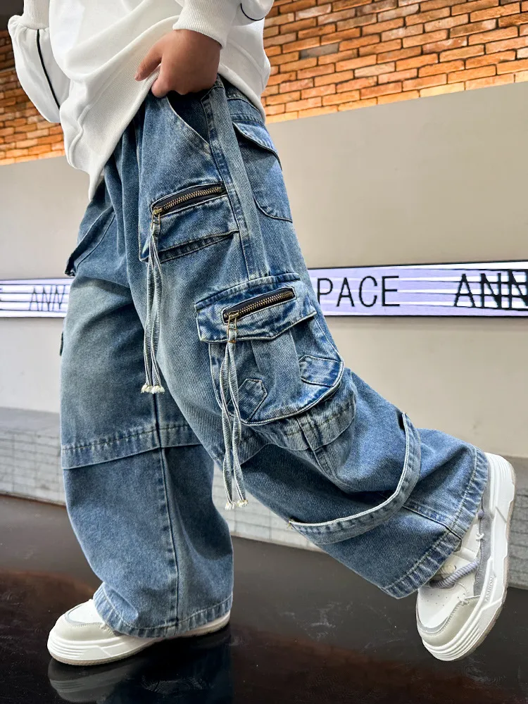 【120-170cm】目を奪われる カジュアル クール ストリート系 男の子 デニム パンツ