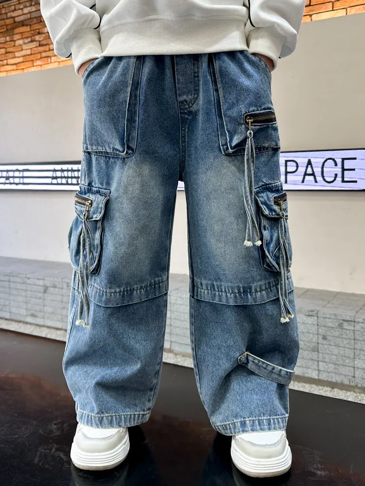 【120-170cm】目を奪われる カジュアル クール ストリート系 男の子 デニム パンツ