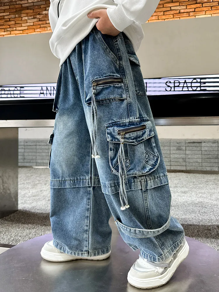 【120-170cm】目を奪われる カジュアル クール ストリート系 男の子 デニム パンツ