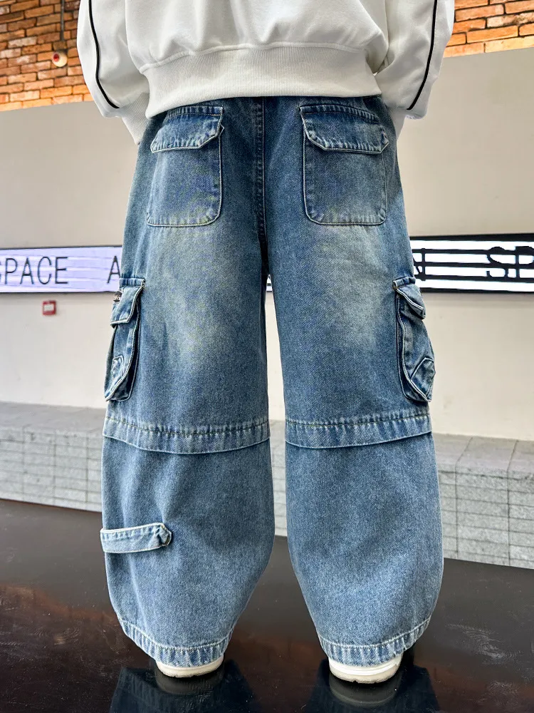 【120-170cm】目を奪われる カジュアル クール ストリート系 男の子 デニム パンツ