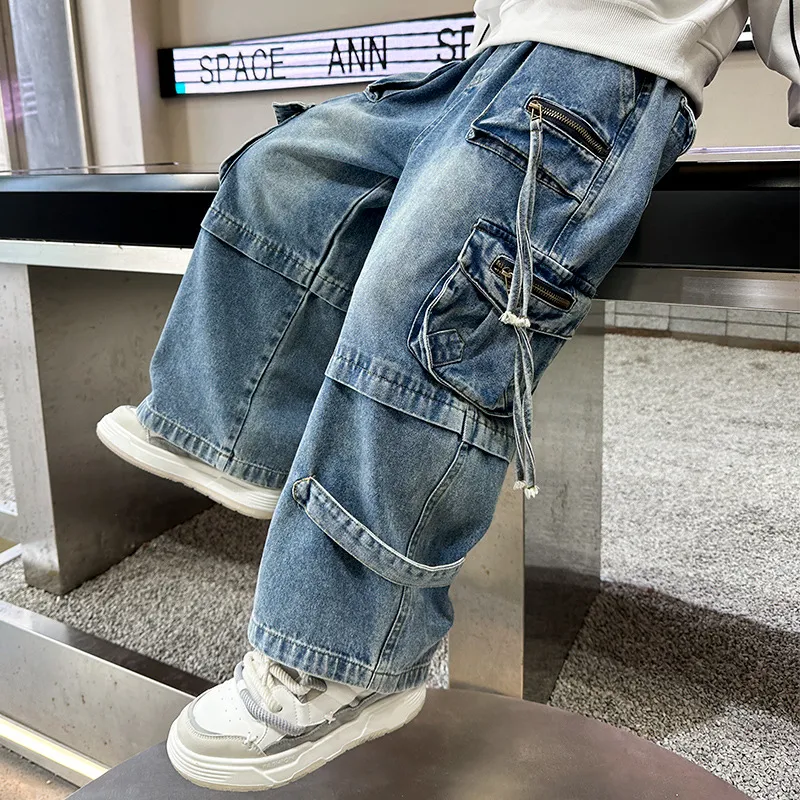 【120-170cm】目を奪われる カジュアル クール ストリート系 男の子 デニム パンツ