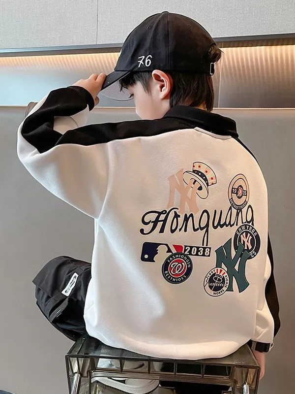 【120-170cm】着回し力抜群 大人気 カッコイイ カートゥーン POLOネック 男の子 トレーナー