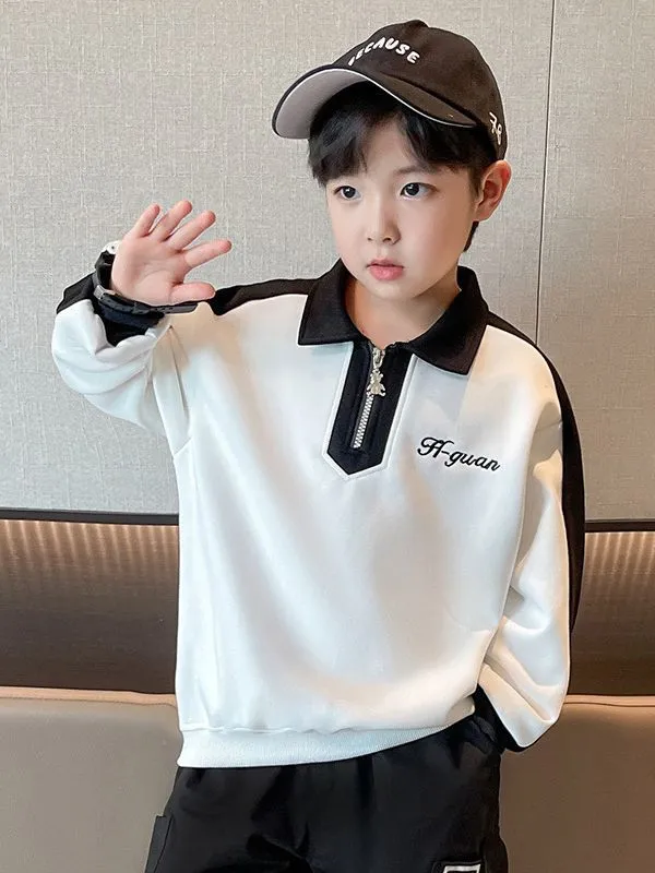 【120-170cm】着回し力抜群 大人気 カッコイイ カートゥーン POLOネック 男の子 トレーナー