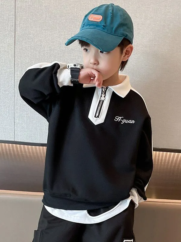 【120-170cm】着回し力抜群 大人気 カッコイイ カートゥーン POLOネック 男の子 トレーナー