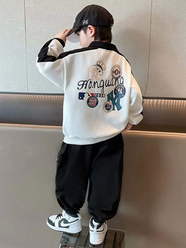 【120-170cm】着回し力抜群 大人気 カッコイイ カートゥーン POLOネック 男の子 トレーナー