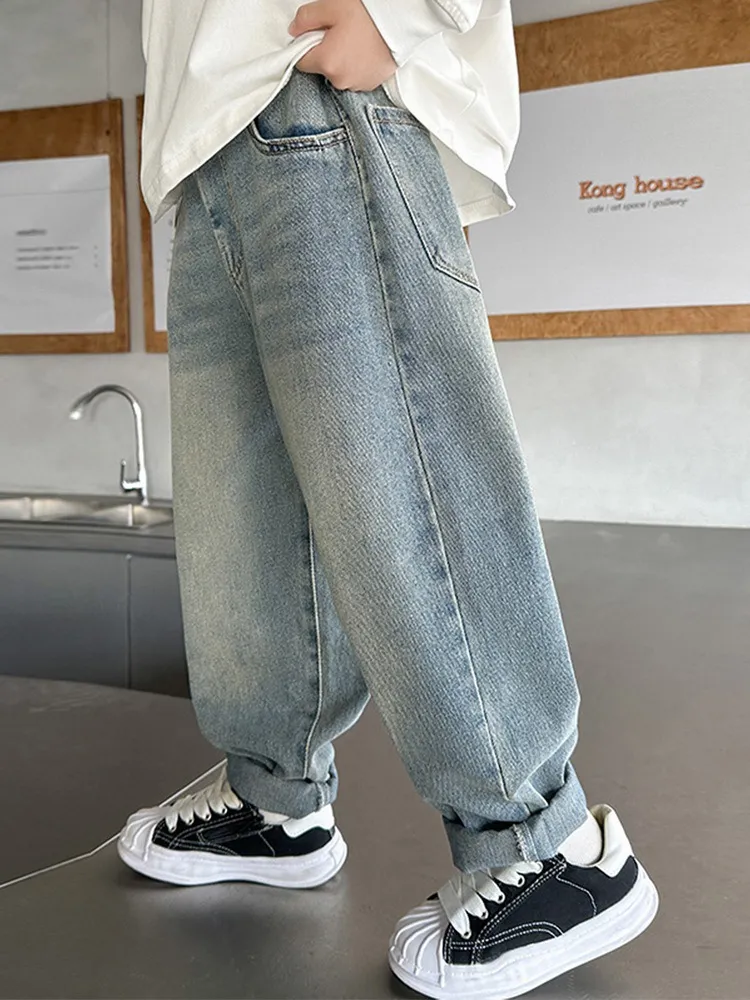 【120-170cm】絶対後悔しない 刺繍 合わせやすい クール 動きやすい 男の子 デニムパンツ