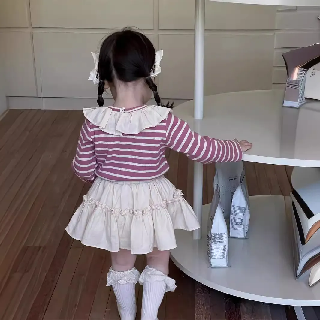 【73-100cm】好感度100％ 売れ筋 可愛い スウィート ボーダー柄 ベビー 女の子 トップス/スカート