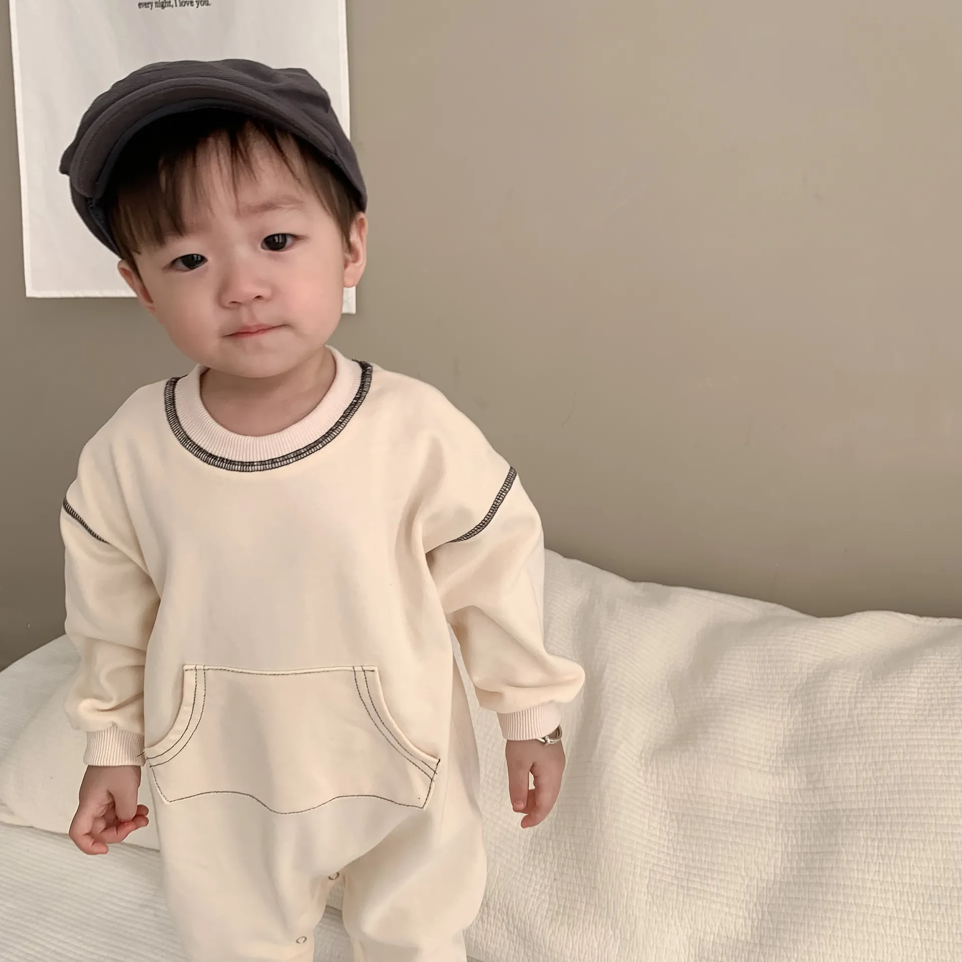 【66-90cm】売り切れ必至 大人気 無地 シンプル 肌に優しい ベビー 長袖 ロンパース