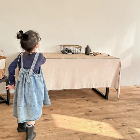 【80-130cm】お気に入り 可愛い 合わせやすい シンプル ナチュラル 女の子 デニム サスペンダースカート
