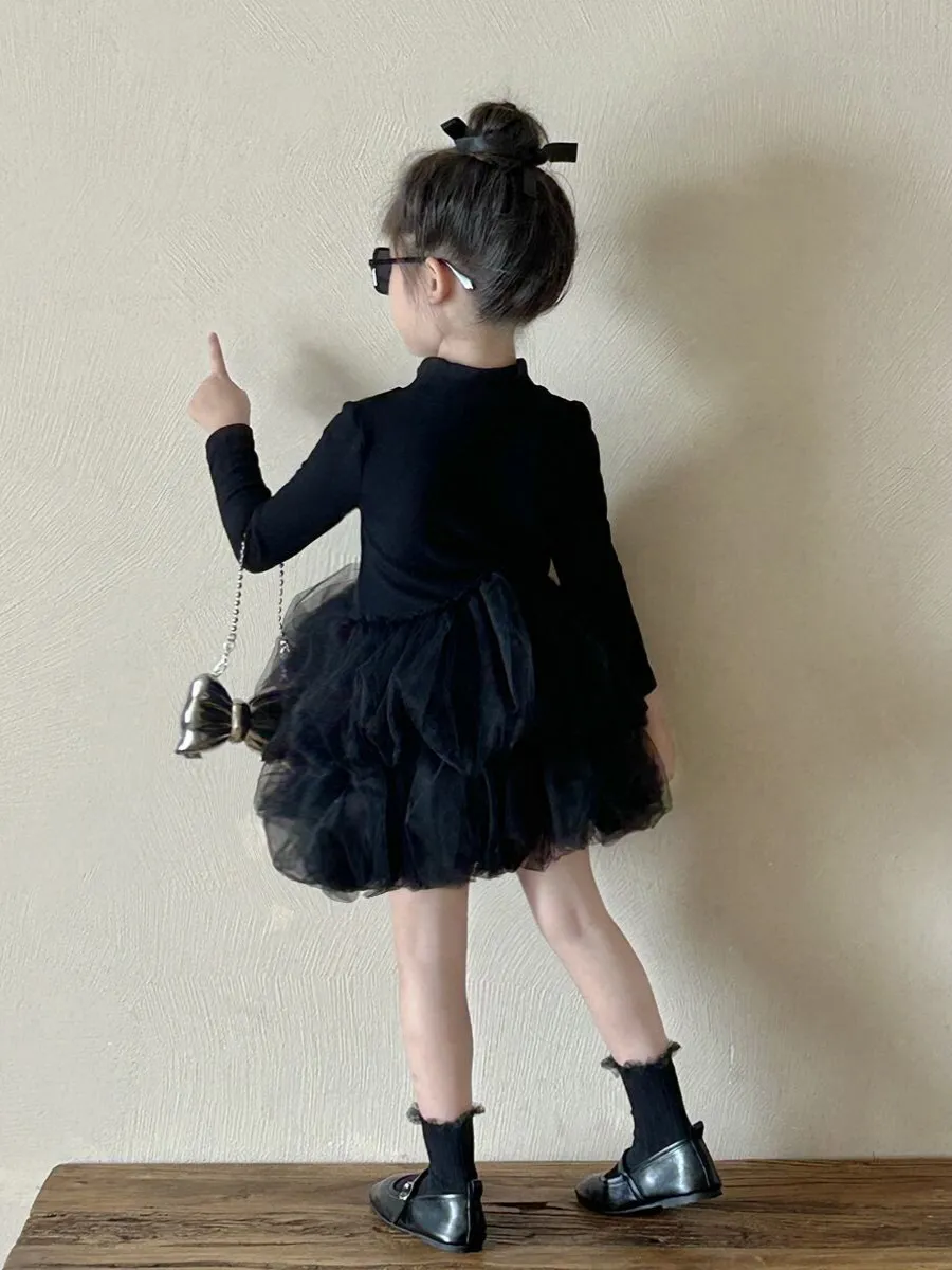 【90-140cm】気質満点  ガーリッシュ プリンセス エレガント スウィート 女の子 長袖 ワンピース