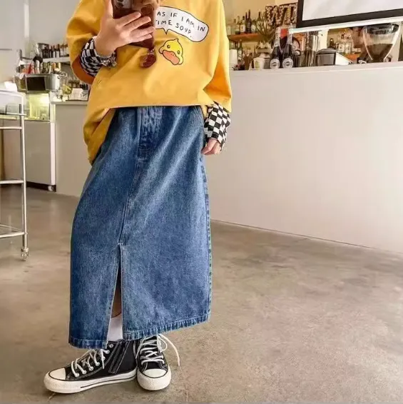 【100-150cm】絶対欲しい 大活躍 定番 合わせやすい 履きやすい 女の子 デニム スカート