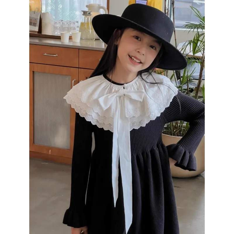 【110-160cm】大好評 シンプル 着心地良い 合わせやすい 女の子 着回し力抜群 ニット ワンピース