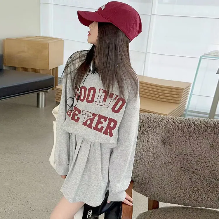 【120-170cm】二点セット 大活躍 オシャレ キャンバス カジュアル 女の子 トレーナー＋スカート セットアップ