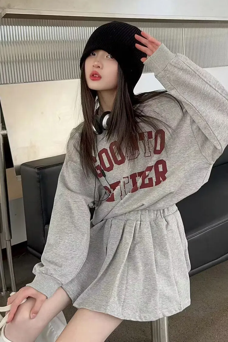 【120-170cm】二点セット 大活躍 オシャレ キャンバス カジュアル 女の子 トレーナー＋スカート セットアップ