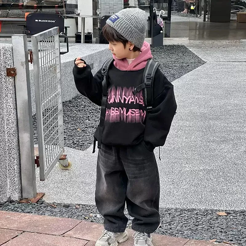 【90-160cm】着回し力抜群 大人気 カジュアル クール アルファベット 男の子 フード付き パーカー