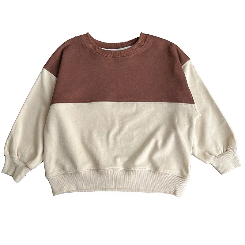 【100-160cm】人気上昇中 着心地良い バイカラー ラウンドネック 合わせやすい トレーナー