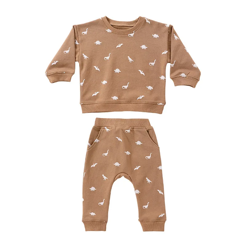 【73-100cm】二点セット プリント 肌に優しい カジュアル ベビー トレーナー＋パンツ セットアップ