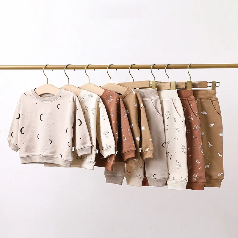 【73-100cm】二点セット プリント 肌に優しい カジュアル ベビー トレーナー＋パンツ セットアップ