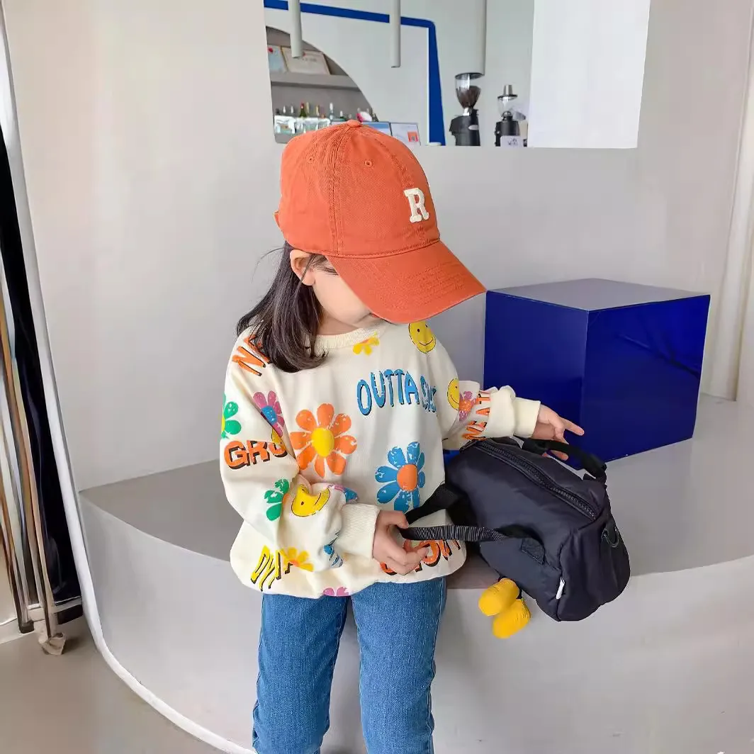 【90-150cm】おしゃれ 可愛い 花柄 女の子 カジュアル 合わせやすい トレンド 長袖 トレーナー