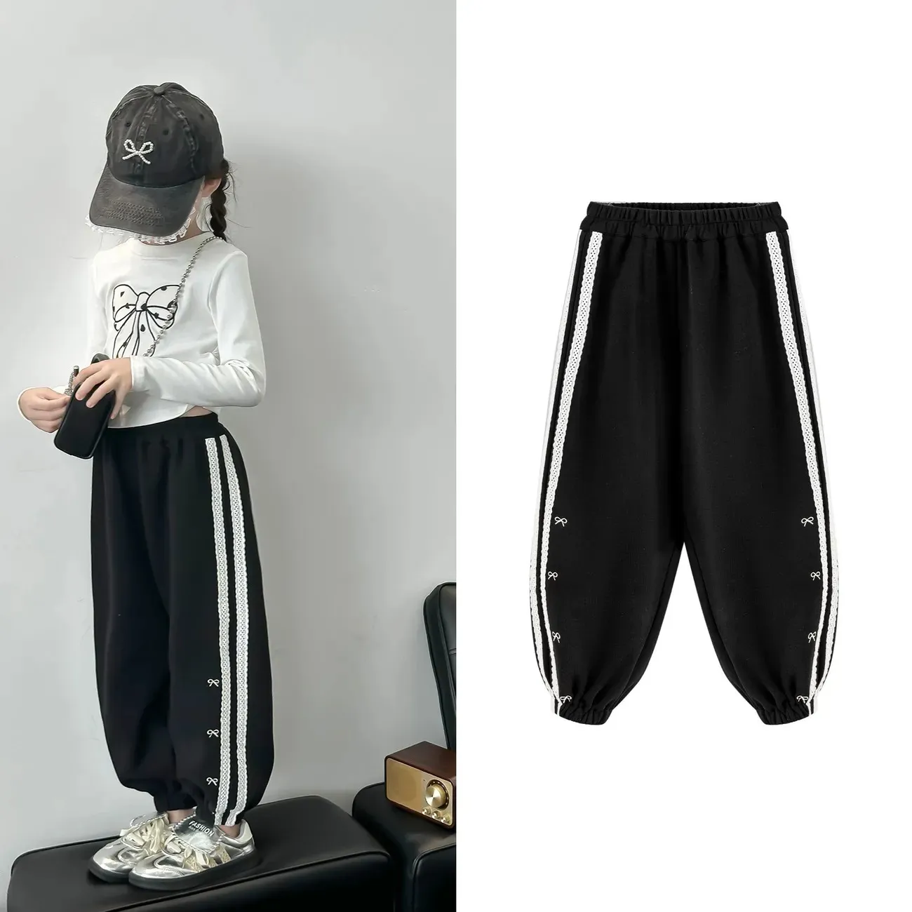 【110-160cm】人気上昇中 おしゃれ 可愛い 大人気 トレンド 女の子 Tシャツ/長ズボン/セットアップ