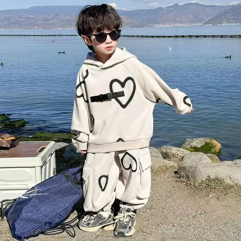 【120-170cm】二点セット 大好評 カッコイイ 着心地良い カジュアル トレンド パーカー+長ズボン セットアップ