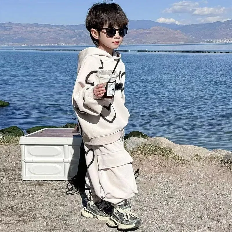 【120-170cm】二点セット 大好評 カッコイイ 着心地良い カジュアル トレンド パーカー+長ズボン セットアップ