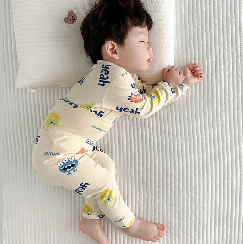 【73-110cm】大好評 肌触り良い 男の子 ハイウエスト ベビー服 ルームウェア 二点セット