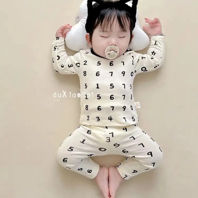 【73-110cm】よく売れる 通気性良い 肌触り良い ベビー服 ハイウエスト ルームウェア 二点セット