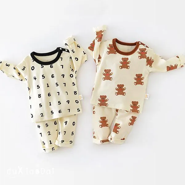 【73-110cm】よく売れる 通気性良い 肌触り良い ベビー服 ハイウエスト ルームウェア 二点セット