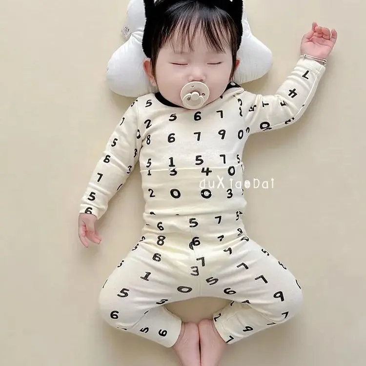 【73-110cm】よく売れる 通気性良い 肌触り良い ベビー服 ハイウエスト ルームウェア 二点セット