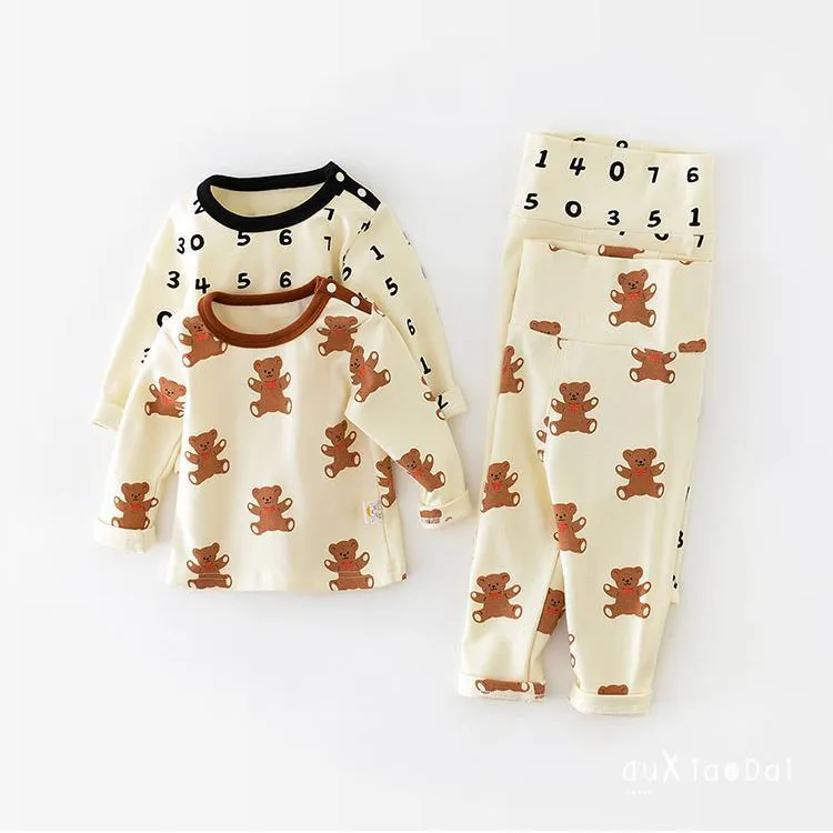 【73-110cm】よく売れる 通気性良い 肌触り良い ベビー服 ハイウエスト ルームウェア 二点セット