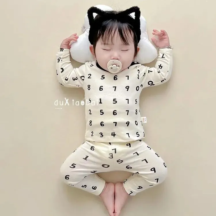 【73-110cm】よく売れる 通気性良い 肌触り良い ベビー服 ハイウエスト ルームウェア 二点セット
