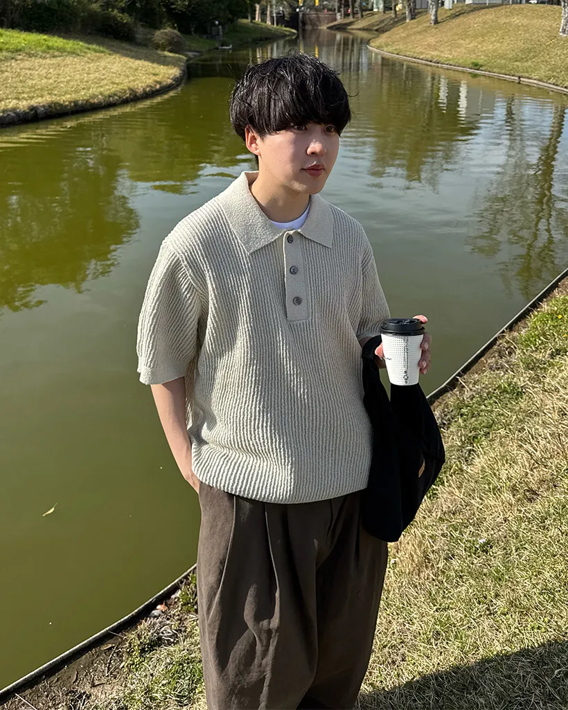 リブカラーニット
