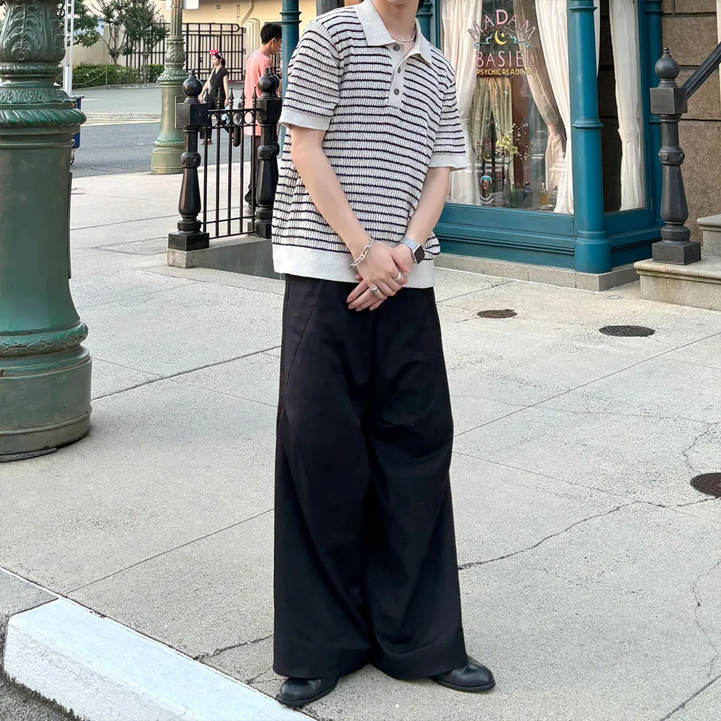 カラーボタンボーダーニット
