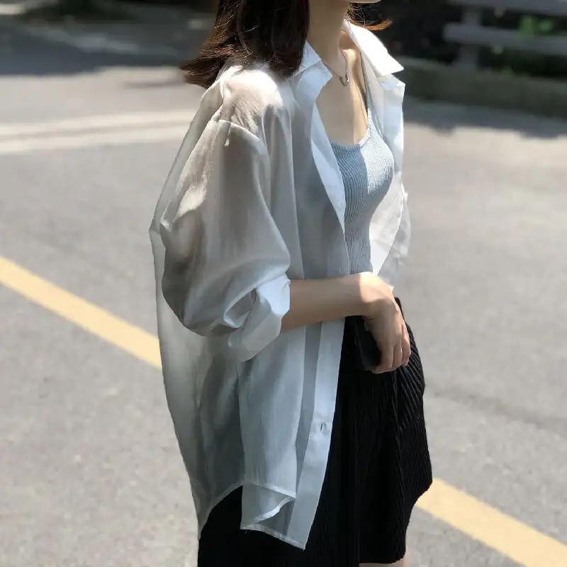 トップス 薄いシャツ 日差し防止 3色展開 バックリボン 薄手 ブルー ホワイト パープル S M L