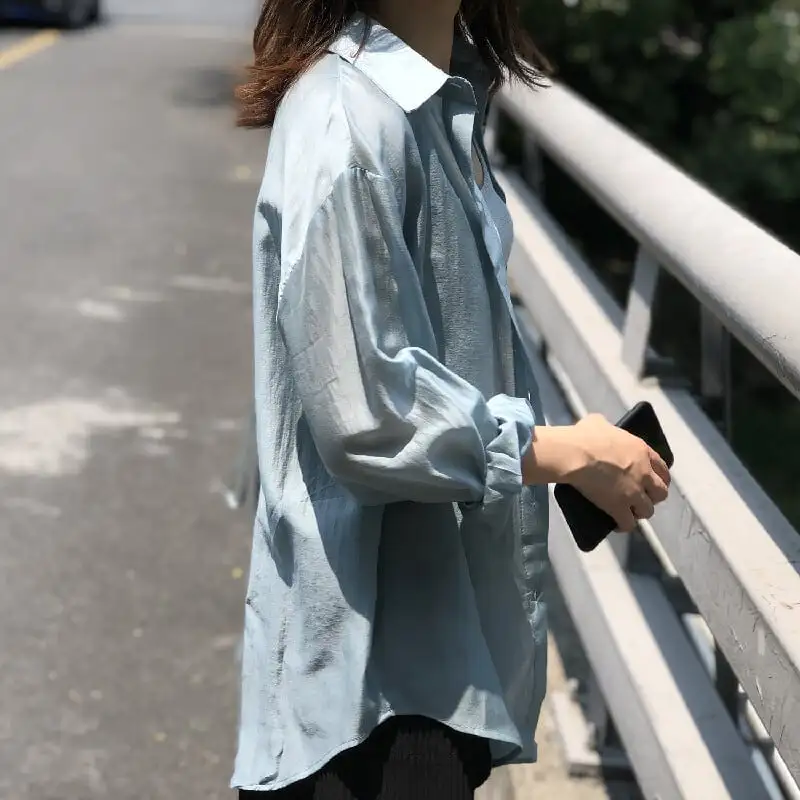 トップス 薄いシャツ 日差し防止 3色展開 バックリボン 薄手 ブルー ホワイト パープル S M L
