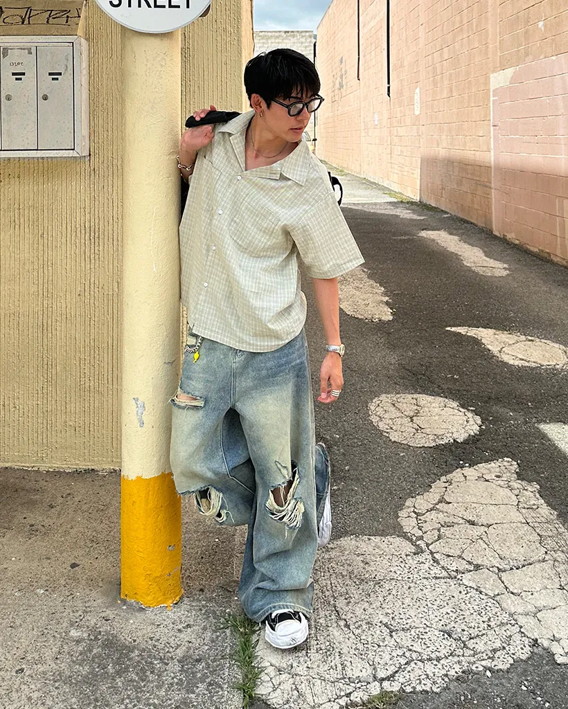 ツーポケットチェック半袖シャツ