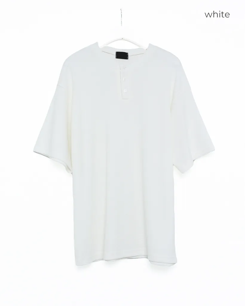 ワッフルヘンリーネックTシャツ