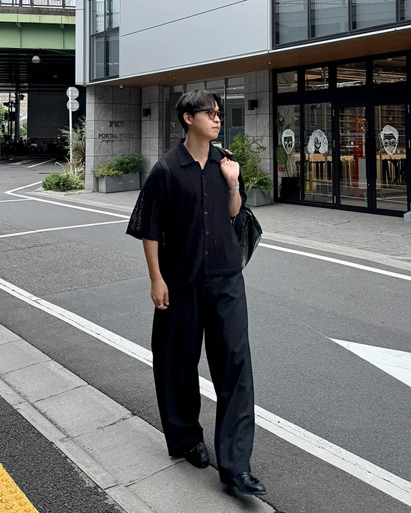 ピンストライプワイドスラックス