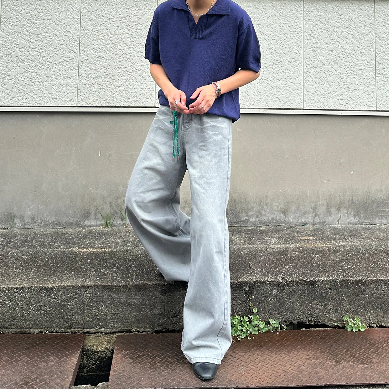 ウェイビーウォッシュワイドデニムパンツ