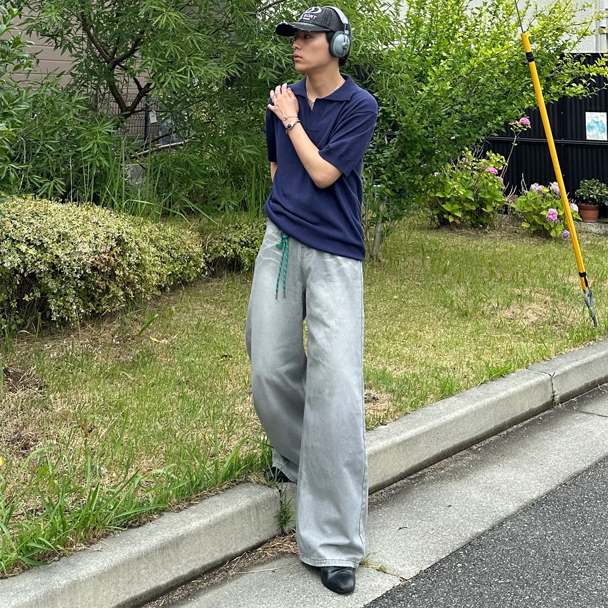 ウェイビーウォッシュワイドデニムパンツ