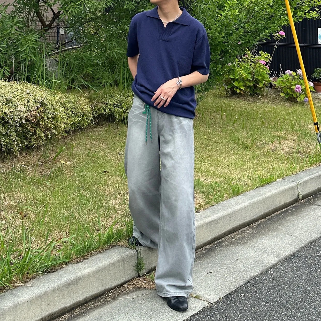 ウェイビーウォッシュワイドデニムパンツ