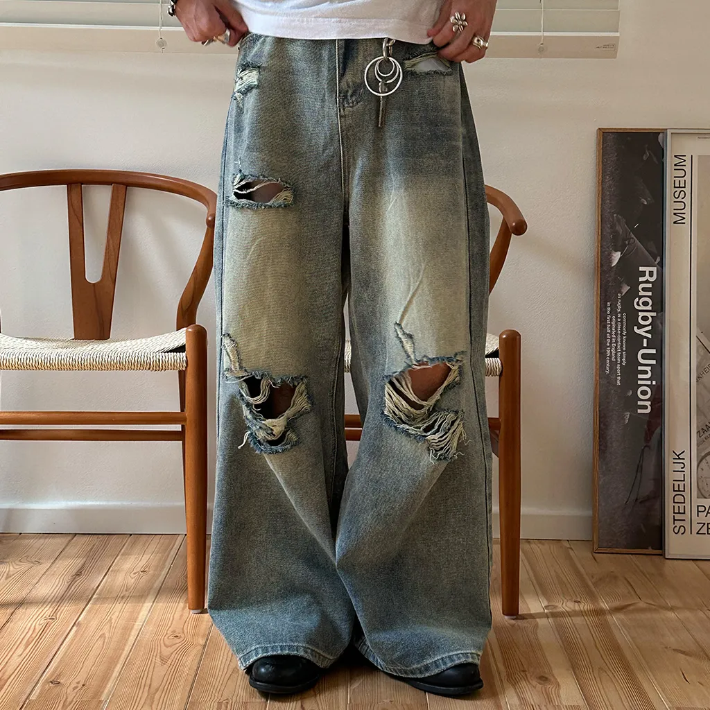 ヴィンテージスリットダメージデニムパンツ