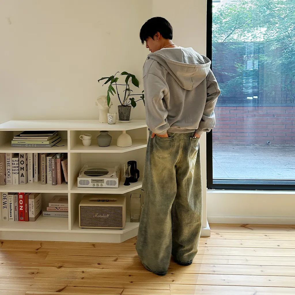 ヴィンテージスリットダメージデニムパンツ